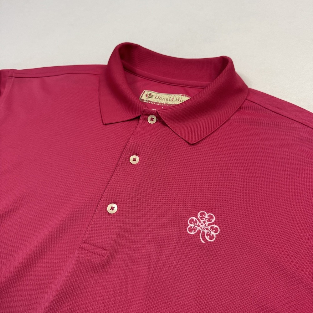 Donald Ross Erin Hills Polo Golf Shirt Short Sleeve Performance Pink Men's Large